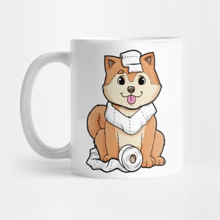 Dog puppy with a roll of toilet paper Mug